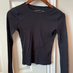 Aeropostale Charcoal Ribbed Long Sleeve Top